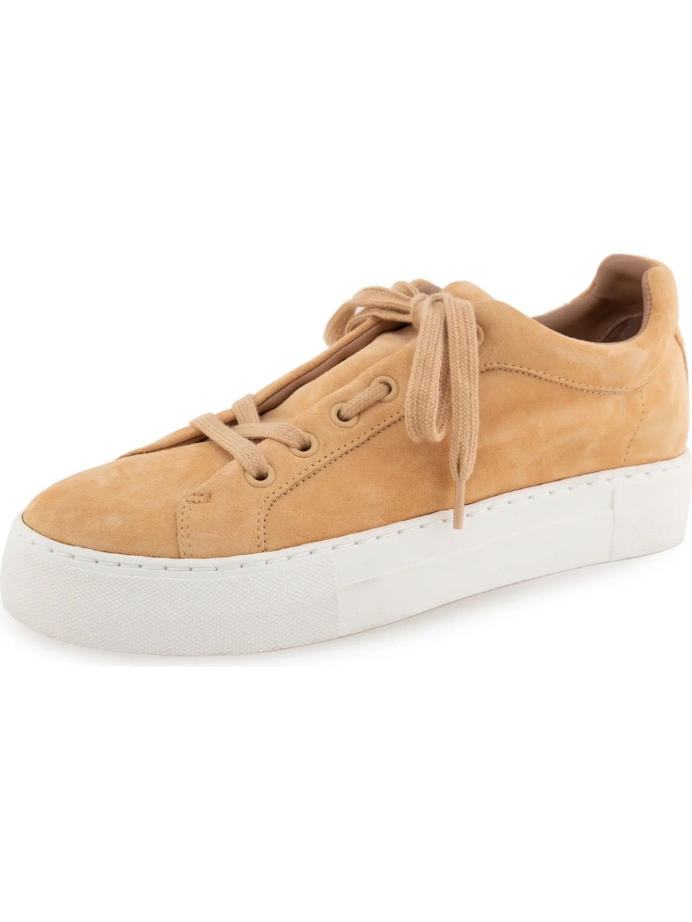 Aerosoles Tan Suede Platform Sneakers Lace Up Casual Comfort Shoes - Picture 7 of 13